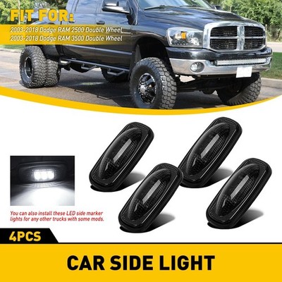 4Pcs Super Fender LED Side White Marker Light Bed for 03-18 Dodge Ram 2500 3500