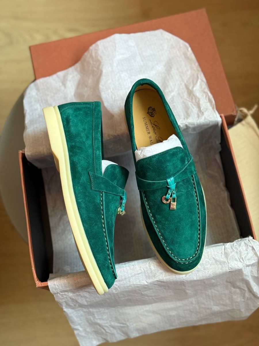 Loro Piana Summer Walk Loafers Women Green Suede EU 38 US 8 | eBay