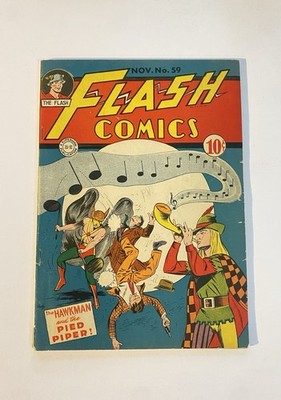 FLASH COMICS #59 DC 1944 Sheldon Moldoff HAWKMAN Cover !! Nice !!