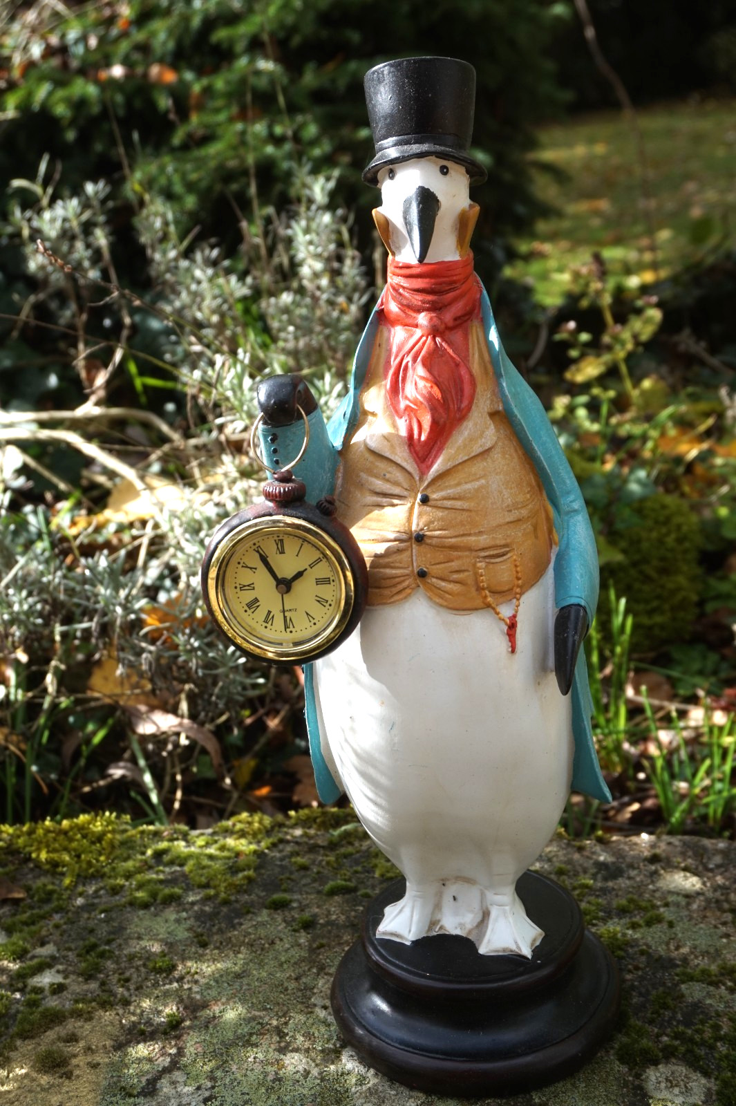 Statuette pingouin horloge design oiseau aristocrate sculpture 35 cm P78