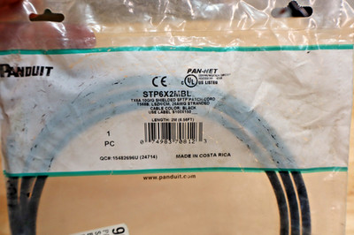 Panduit STP6X2MBL Patch Cord, Cat 6A, Copper, 10 GB S/FTP, 78.74''L CM/LSZH Black
