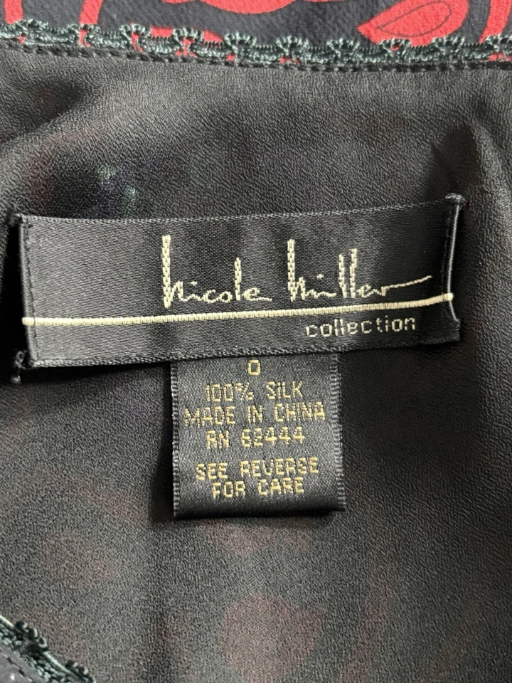 Nicole miller vintage Y2K 90s boho artsy floral sheer Embellished skirt sz 0 25 - Image 2 of 4