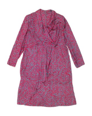 Vintage Damen Langarm Maxikleid UK 12 Medium Rosa Polyester JU15