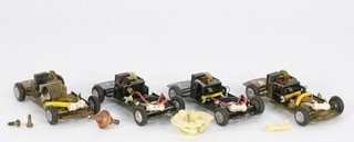 MINIC MOTORWAY SCRAP YARD 4x CHASSIS WITH TYRES 1x GIMBLE & HOUSING 3x ARMATURES