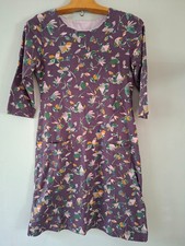 Weird Fish 100% Organic Cotton Jersey Dress Floral Purple Size 10
