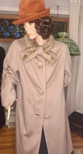 59-60s Vtg Long Coat Fine Wool With Cashmere Mink Collar Med
