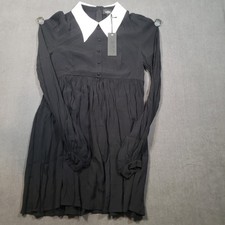 Widow Dolls Kill Mini Dress Womens Small Black White Contrast Collar Goth