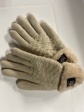 UGG WOMENS BEIGE GLOVES FLEECE LINED 