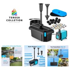 Pond Filter with Pump Fountain Kits, 660GPH Pond Filter with 40W Pond Pump ...