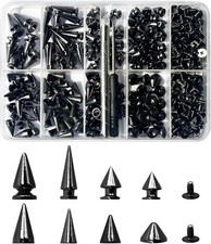 354 Pcs Punk Spikes and Studs Kit 8 Sizes Metal Cone Spike Studs Rivets for C...