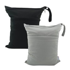 ALVA ALVABABY 2pcs Cloth Diaper Wet Dry 2 Count Pack of 1 , 01black gray