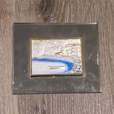 Vintage Italian 925 Silver Bas-Relief Miniature - Mediterranean Coastal Town...