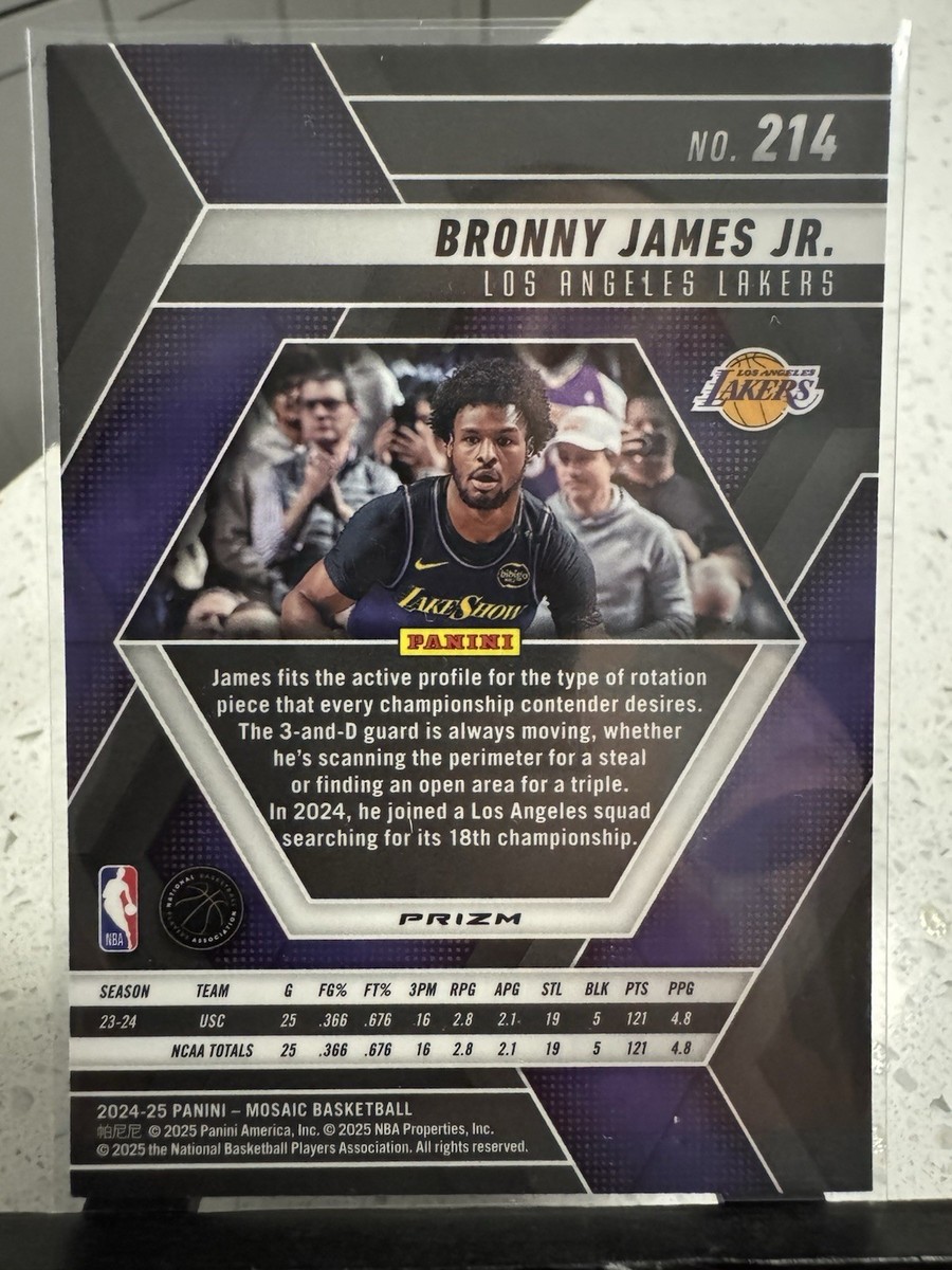 2024-25 Panini Mosaic Basketball Silver Mosaic Bronny James Jr RC