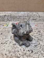 Cute Baby Elephant Figurine Statue Gray Ceram...