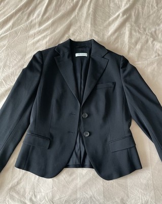 Vintage Wool Rene Lezard Jacket Blazer 38 Colombo Black Cropped Tailored Waist
