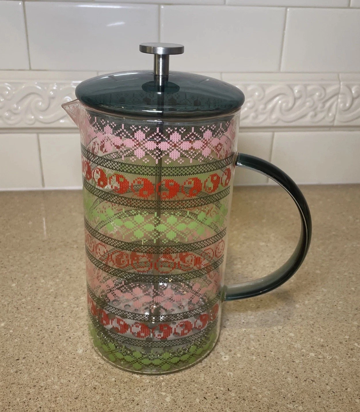 Urban Outfitters Fair Isle FRENCH PRESS COFFEE MAKER STRIPED DESIGN