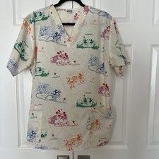 Disney Mickey And Minnie Scrub Top NO SIZE TAG XL See Pictures W/Measurements