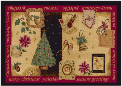 5x8 Milliken Yuletide Nostalgic Bordered Christmas Area Rug - Approx 5'4''x7'8''