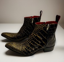 Jeffrey West Men's SZ 9 Rochester Dodgers Double Skull Zip Boots Black Gold