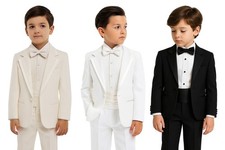 Baby Boys Tuxedo Suit Baptism Communion Page Boy Wedding 5 Piece Set