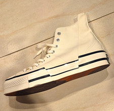 Converse Chuck 70 Plus High Top Sneakers Egret/Black Canvas Lace-Up US 13