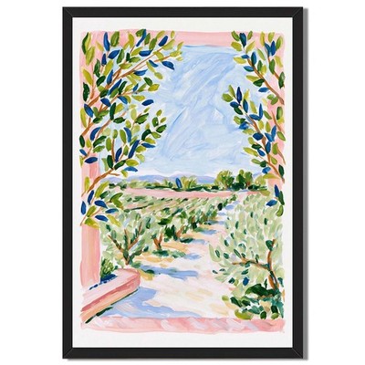 Framed Garden View Framed Canvas Print Wall Art Home Decor Whimsical Painting 