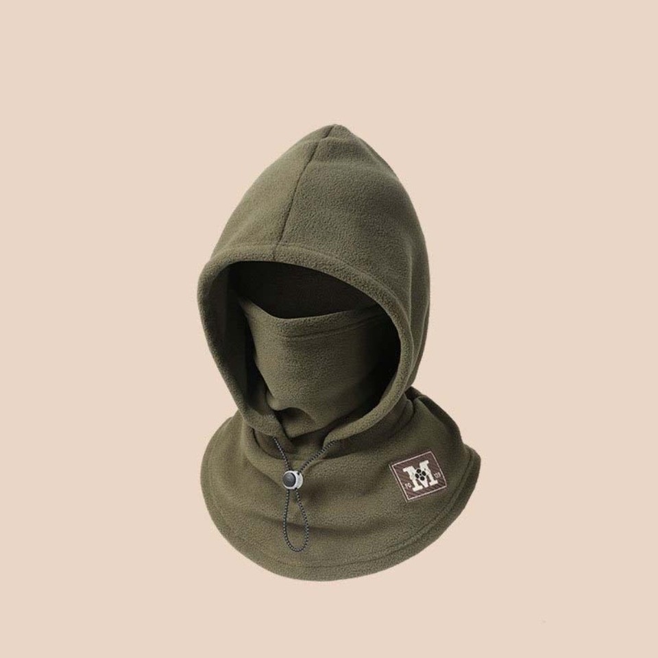 Anti-cold Ear Protection Hooded Neck Cap Solid Color Fleece Balaclava ...