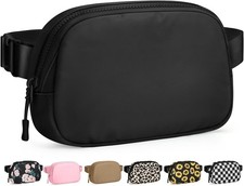 Women Crossbody Belt Bag Waterproof Waist Pack with Adjustable Strap Black
