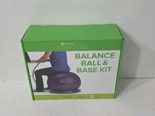 Gaiam Essentials Balance Ball & Base Kit 65 cm - Inflatable Stability Purple 