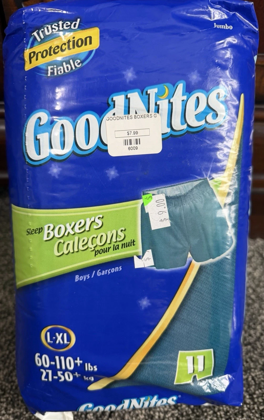 GoodNites Boys Boxers For Nighttime L-XL 60-110lbs. Qty 11
