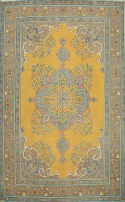 Handmade Wool Traditional Gold Area Rug 8x11 Vintage Over-Dyed Carpet