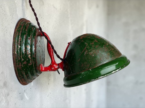 WORKING Rare Soviet Metal Wall Light Green USSR Vintage Industrial Loft Lamp VTG
