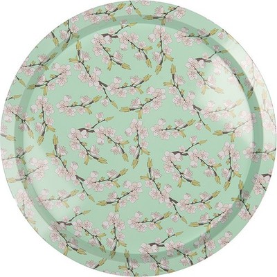 Clayre & Eef 6BL0181 Tablett Ø 32 cm Grün floral Retro Vintage-Stil