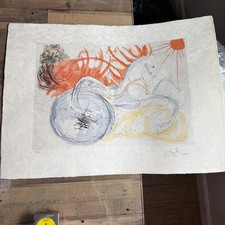 Salvador Dali Elijah And The Chariot. Hand Signed And Numbered Japones Paper