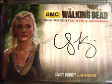 WALKING DEAD SEASON 4 EMILY KINNEY AUTOGRAPH CARD BLACK PRINT EK2