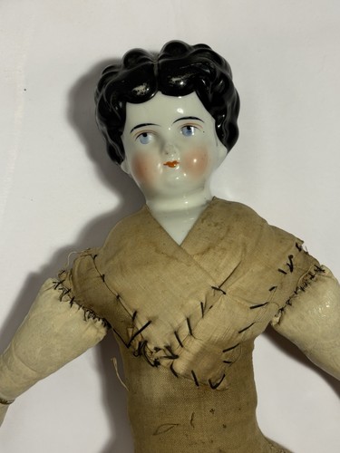Antiguo alemán 22” Hertwig (?) Silla China Head Doll mejillas rosadas ojos azules LEER - Imagen 12 de 22