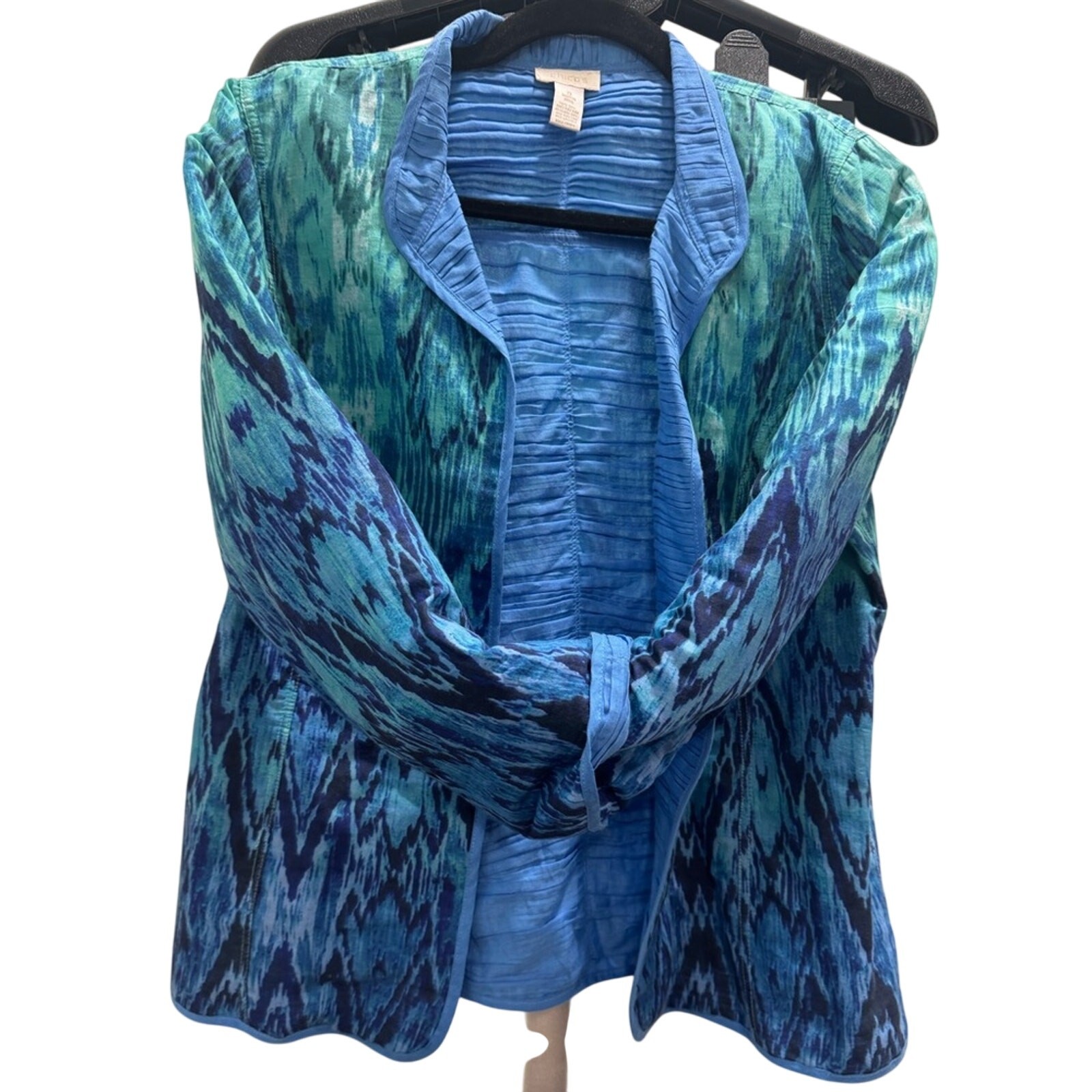 Chico's Elegant Blue Ombré Patterned Light Jacket… - image 2
