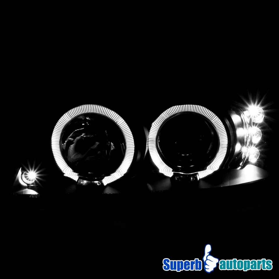 Fits 1999-2004 Ford Mustang Black Halo Projector Headlights LED Bar 99-04 Pair - Image 4 of 4