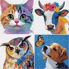 4 Packs 5D Diamond Art Kits for Kids Ages 6-8-9-12,Arts and Crafts Set for Home