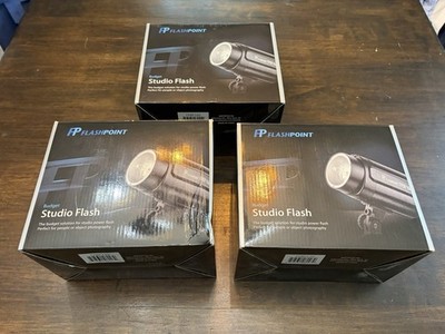 (3) FLASHPOINT BUDGET STUDIO MONOLIGHT FLASH SET, 300 WS New Open Box