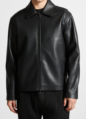 Men's Black Boxy Leather Jacket 100% Real Lambskin Sleek Minimal Style Outerwear