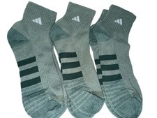Adidas Socks Green Ankle Logo 3 Pair Athletic Large Activewear Cushioned NEW