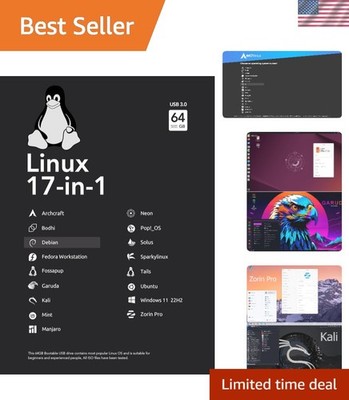 Multi-OS 64GB Bootable USB Drive 3.2 - Instantly Access Latest Linux & Windows