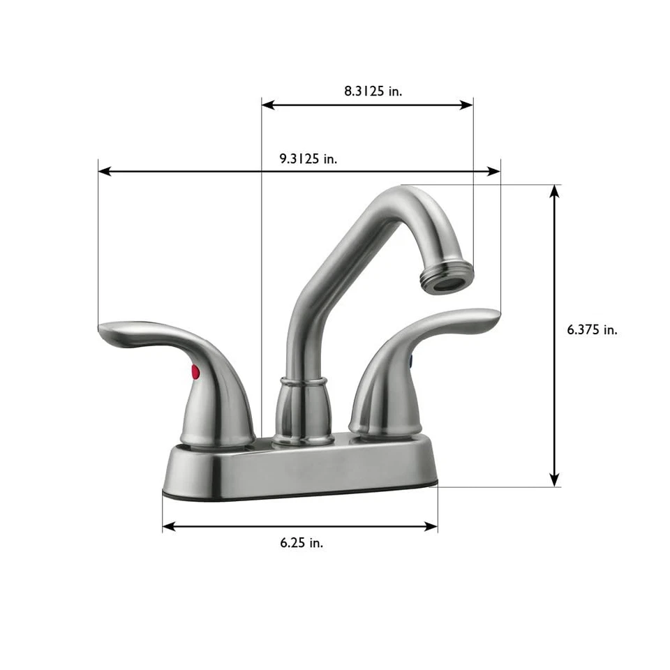 525147 Grifo de lavandería Ashland, diseño de doble mango, acabado de níquel satinado Foto 2 de 4