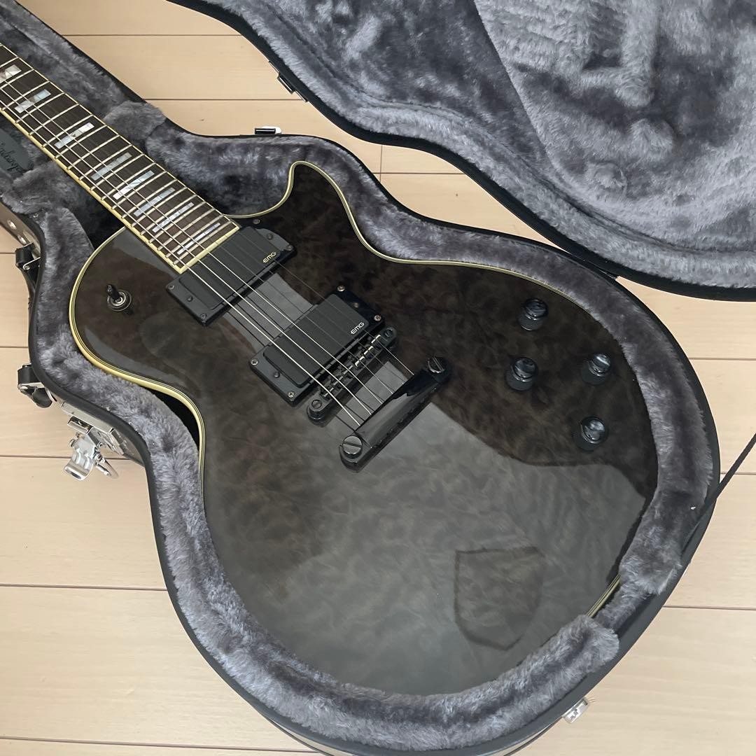 Electric Guitar Epiphone Les Paul Custom Black Active EMG Pickups