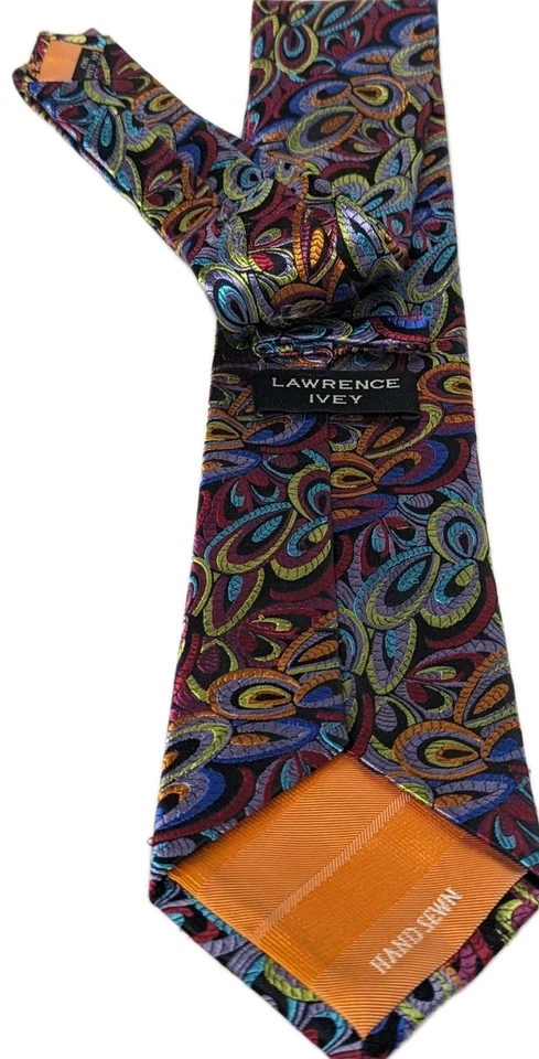 Corbata Lawrence Ivey geométrica seda cosida a mano colorida groovy Officecore Foto 3 de 3