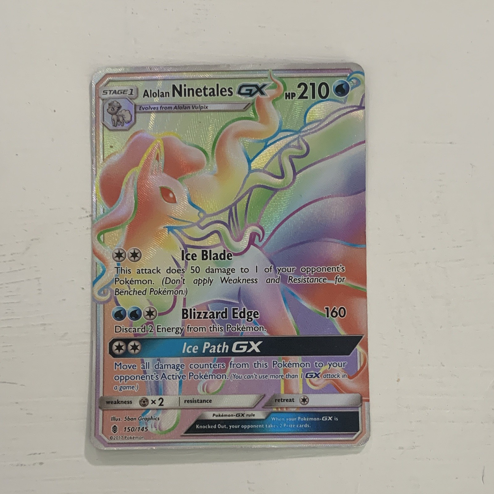 Alolan Ninetales GX 150/145 Secret Rare Full Art Holo ENG 210HP