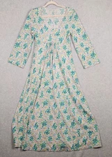 Vintage Trillium Nightgown Womens Small Floral Boho Maxi Long Sleeve Pastel