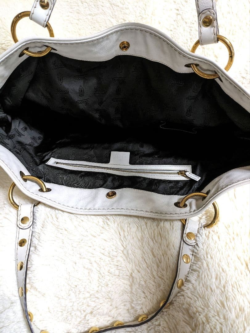 GUCCI Babushka Leather Tote Bag White Large Authentic Rare Excellent thumbnail 10