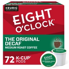 Eight O'Clock Cofee Original Decaf, Keurig Single Serve K-Cup Pods, 72 Count